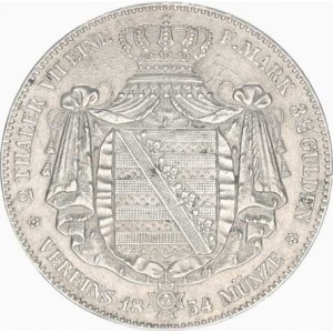 Sasko, Friedrich August II. (1836-1854), 2 Tolar spolkový 1854 F Cr. 238a /36,963 g/, rys.