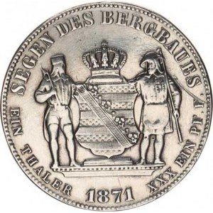Sasko, Johann (1854-1873), Tolar výtěžkový 1871 B KM 1223 18,243 g
