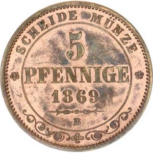 Sasko, Johann (1854-1873), 5 Pfennige 1869 B KM 1218
