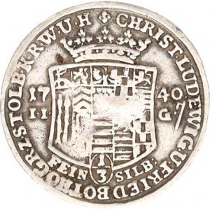 Stolberg-Stolberg, Christ. Ludwig + Fried. Botho (1739-61), 1/3 tolaru 1740 I.I. G. KM 220 6,355 g