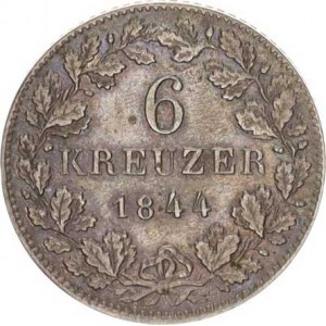 Württemberg, Wilhelm I. (1816-1864), 6 Kreuzer 1844 KM 592