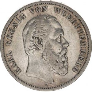 Württemberg, Karl I. (1864-1891), 5 Mark 1875 F Y.216