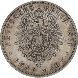 Württemberg, Karl I. (1864-1891), 5 Mark 1875 F Y.216