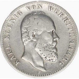 Württemberg, Karl I. (1864-1891), 2 Mark 1877 F Y. 215 