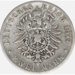 Württemberg, Karl I. (1864-1891), 2 Mark 1877 F Y. 215 R, tém.