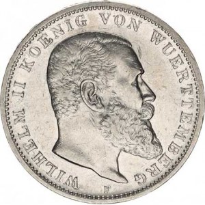 Württemberg, Wilhelm II. (1891-1918), 3 Mark 1909 F KM 635