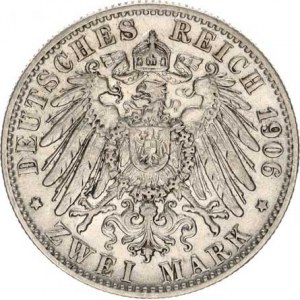 Württemberg, Wilhelm II. (1891-1918), 2 Mark 1906 F KM 631