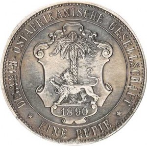 Německá východní Afrika, 1 Rupie 1890 KM 2 R, zbroušená hrana