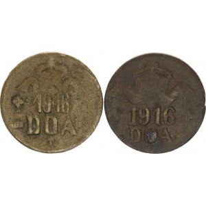 Německá východní Afrika, 20 Heller 1916 T - mosaz KM 15a var.: velká koruna +malá k