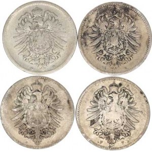 Německo, drobné ražby císařství, 1 Mark 1874 E, 1875 D, 1876 G, 1881 F 4 ks