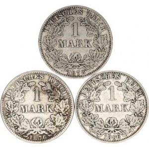 Německo, drobné ražby císařství, 1 Mark 1876 A, 1878 J, 1886 A 3 ks