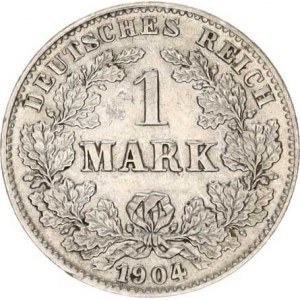 Německo, drobné ražby císařství, 1 Mark 1904 J, zc. nep. hr.