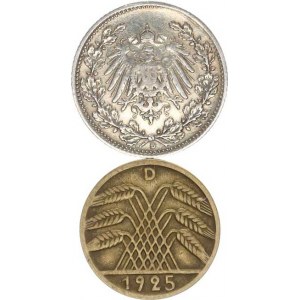 Německo, drobné ražby císařství, 1/2 Mark 1906 D; +5 Rpf. 1925 D 2 ks