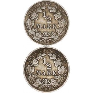 Německo, drobné ražby císařství, 1/2 Mark 1906 D, J R 2 ks