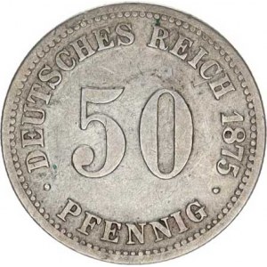 Německo, drobné ražby císařství, 50 Pfennig 1875 B R