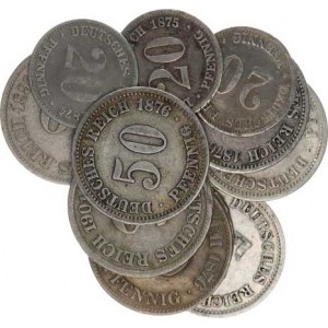 Německo, drobné ražby císařství, 50 Pfennig 1876 A(4x), B(2x); +10 Pfennig 1876 E, 1892 A, 1901 F;