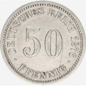 Německo, drobné ražby císařství, 50 Pfennig 1876 B, rys.