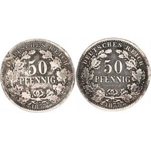 Německo, drobné ražby císařství, 50 Pfennig 1877 C, +D - 2. typ (orel ve věnci) KM 8 2 ks