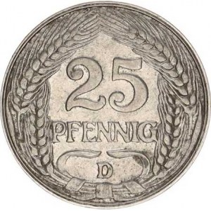 Německo, drobné ražby císařství, 25 Pfennig 1909 D KM 18