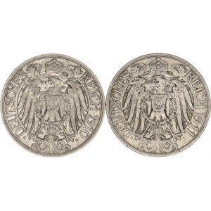 Německo, drobné ražby císařství, 25 Pfennig 1910 A, 1911 A KM 18 2 ks