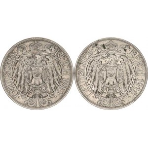 Německo, drobné ražby císařství, 25 Pfennig 1912 A, 1910 A KM 18 2 ks