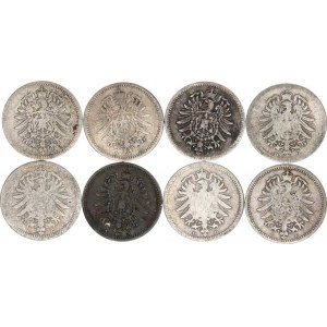 Německo, drobné ražby císařství, 20 Pfennig 1874 A, B, +1875 C, D, F, +1876 A, D, J 8 ks