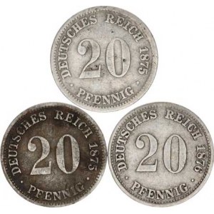 Německo, drobné ražby císařství, 20 Pfennig 1875 A, D, 1876 A 3 ks
