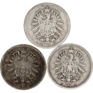 Německo, drobné ražby císařství, 20 Pfennig 1875 A, D, 1876 A 3 ks