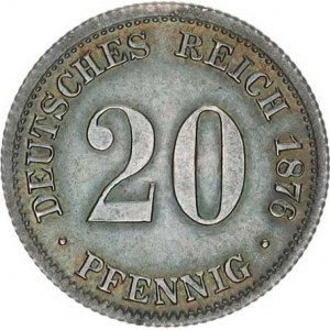 Německo, drobné ražby císařství, 20 Pfennig 1876 D