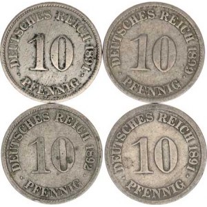 Německo, drobné ražby císařství, 10 Pfennig 1891 A, D, 1892 D, 1899 G R 4 ks