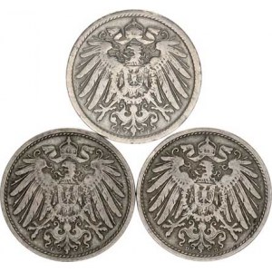 Německo, drobné ražby císařství, 10 Pfennig 1896 F, 1901 D, F 3 ks