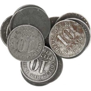 Německo, drobné ražby císařství, 10 Pfennig 1916 E, G, 1917 A, E, F, G, J, 1921 A, 1922 D, F - Zn