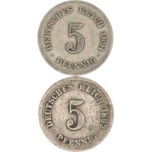 Německo, drobné ražby císařství, 5 Pfennig 1891 F, 1892 G 2 ks R