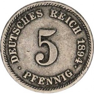 Německo, drobné ražby císařství, 5 Pfennig 1894 E R