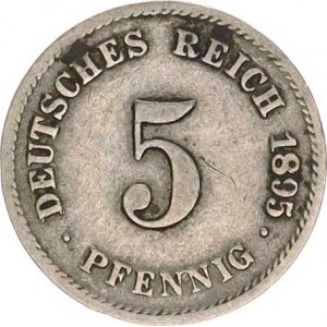 Německo, drobné ražby císařství, 5 Pfennig 1895 G R