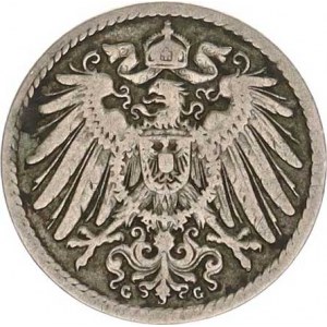 Německo, drobné ražby císařství, 5 Pfennig 1895 G R