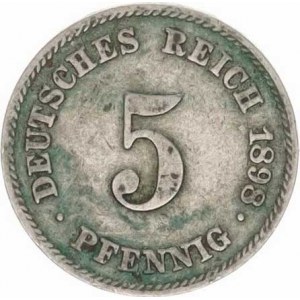 Německo, drobné ražby císařství, 5 Pfennig 1898 E
