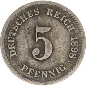 Německo, drobné ražby císařství, 5 Pfennig 1898 G