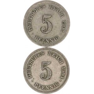Německo, drobné ražby císařství, 5 Pfennig 1901 E, 1902 G R 2 ks
