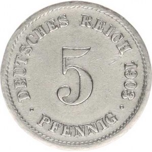 Německo, drobné ražby císařství, 5 Pfennig 1903 G, dr. úh., tém.
