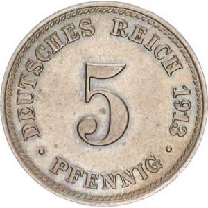 Německo, drobné ražby císařství, 5 Pfennig 1913 D