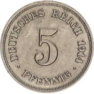 Německo, drobné ražby císařství, 5 Pfennig 1914 J