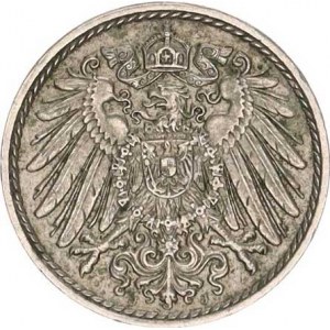Německo, drobné ražby císařství, 5 Pfennig 1915 J