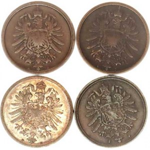 Německo, drobné ražby císařství, 2 Pfennig 1875 A, B, C, J 4 ks