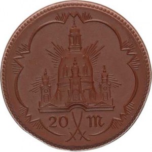 Německo, Nouzová platidla, Dresden - 20 Mark 1922, stojící Putti mezi květy / kostel