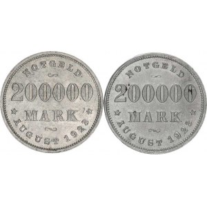Německo, Nouzová platidla, Hamburg - 200 000 Mark 1923 J (2x) Al 23 mm 2 ks