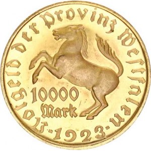 Německo, Nouzová platidla, Westfahlen - 10 000 Mark 1923, Stein bronz zlacená 44 mm