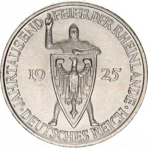 Výmarská republika (1918-1933), 5 RM 1925 F - Rhineland KM 47, nep. rys.