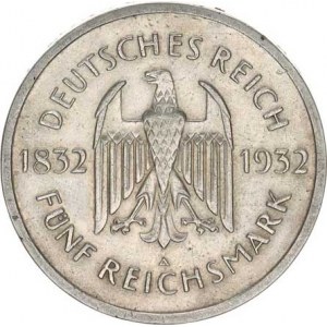 Výmarská republika (1918-1933), 5 RM 1932 A - Goethe KM 77 RRR 24,802 g