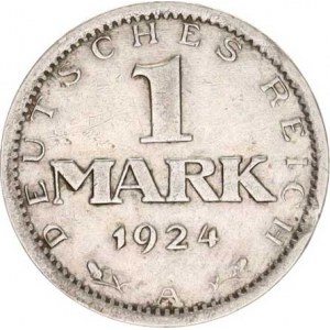 Výmarská republika (1918-1933), 1 Mark 1924 A KM 42, hr., tém.